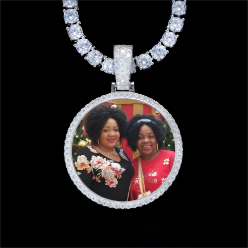 925S & VVS Moissanite 3D Circle Custom Picture Pendant