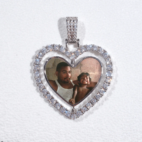 3D Spinning 2-Faced Heart Custom Picture Pendant