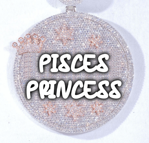 CUSTOM LETTER NECKLACE 3D BIG CROWN DISC