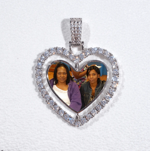 3D Spinning 2-Faced Heart Custom Picture Pendant