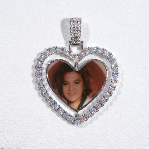 3D Spinning 2-Faced Heart Custom Picture Pendant
