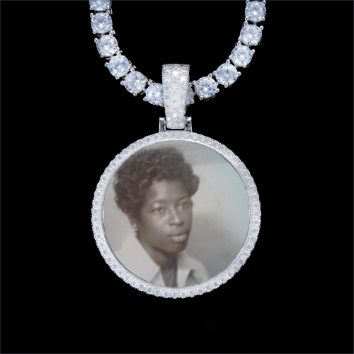 925S & VVS Moissanite 3D Circle Custom Picture Pendant