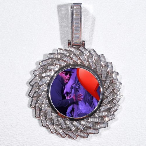 Large 3D Baguette Custom Picture Pendant