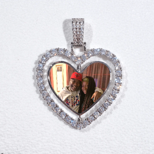3D Spinning 2-Faced Heart Custom Picture Pendant