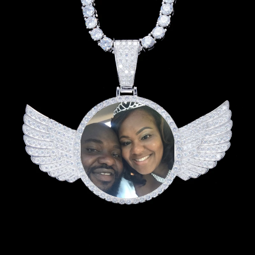 925S & VVS Moissanite 3D Wing Custom Picture Pendant