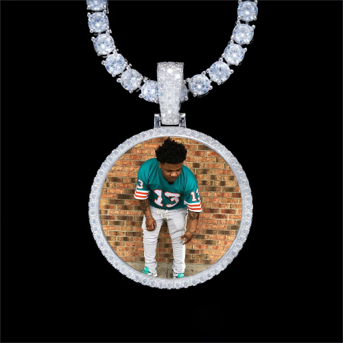 925S & VVS Moissanite 3D Circle Custom Picture Pendant
