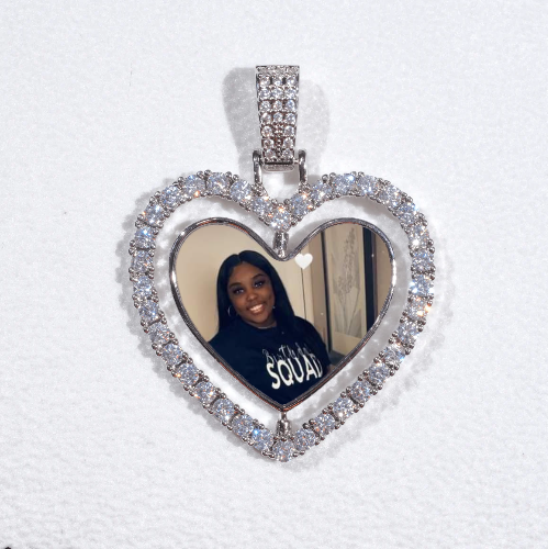 3D Spinning 2-Faced Heart Custom Picture Pendant
