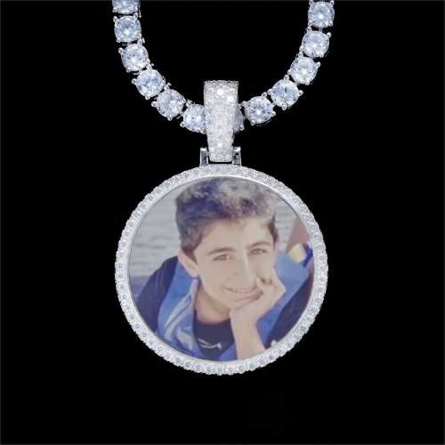 925S & VVS Moissanite 3D Circle Custom Picture Pendant