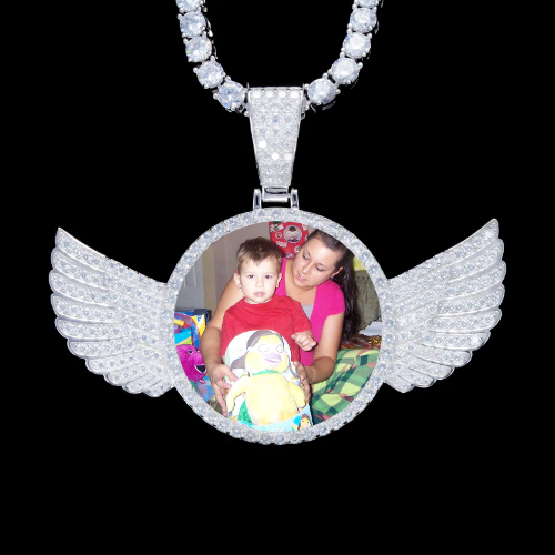 925S & VVS Moissanite 3D Wing Custom Picture Pendant