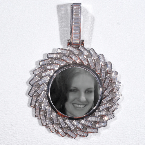 Large 3D Baguette Custom Picture Pendant