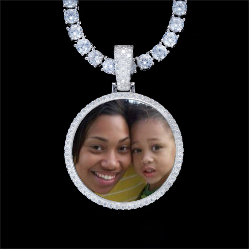 925S & VVS Moissanite 3D Circle Custom Picture Pendant
