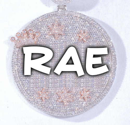 CUSTOM LETTER NECKLACE 3D BIG CROWN DISC