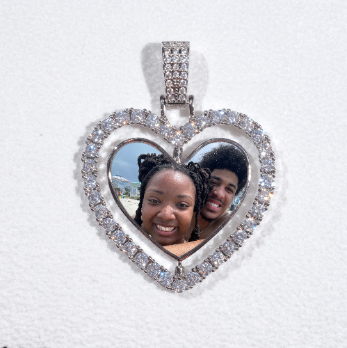 3D Spinning 2-Faced Heart Custom Picture Pendant