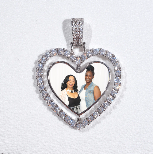 3D Spinning 2-Faced Heart Custom Picture Pendant
