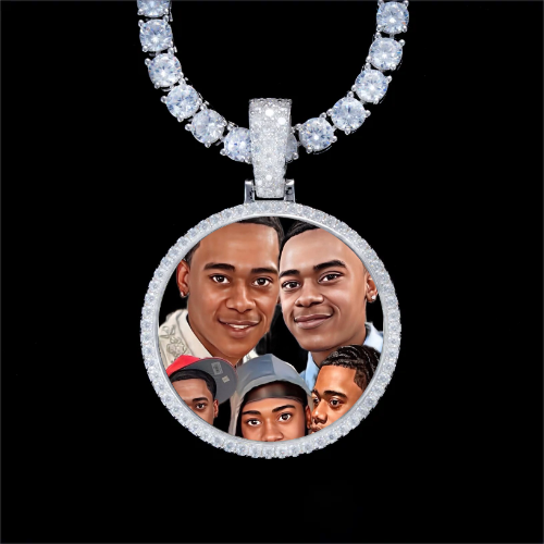 925S & VVS Moissanite 3D Circle Custom Picture Pendant