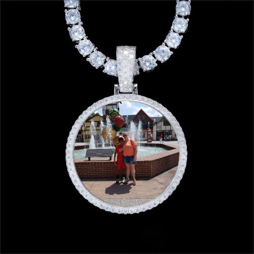 925S & VVS Moissanite 3D Circle Custom Picture Pendant