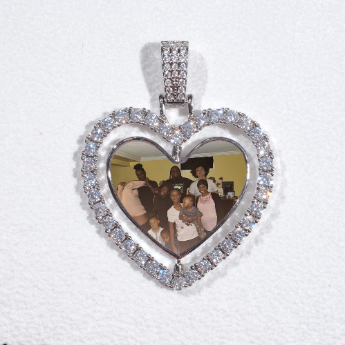 3D Spinning 2-Faced Heart Custom Picture Pendant
