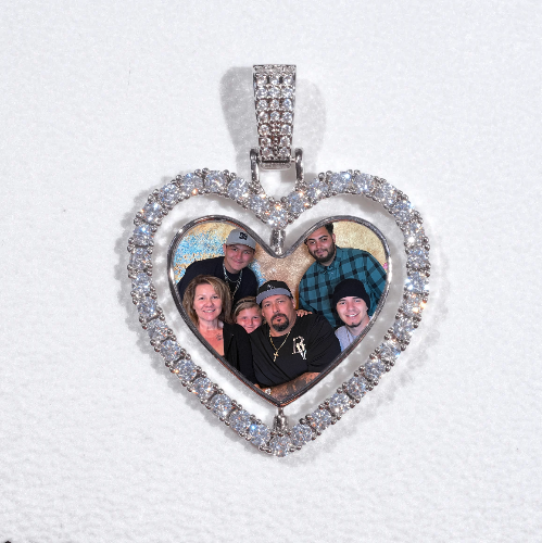 3D Spinning 2-Faced Heart Custom Picture Pendant