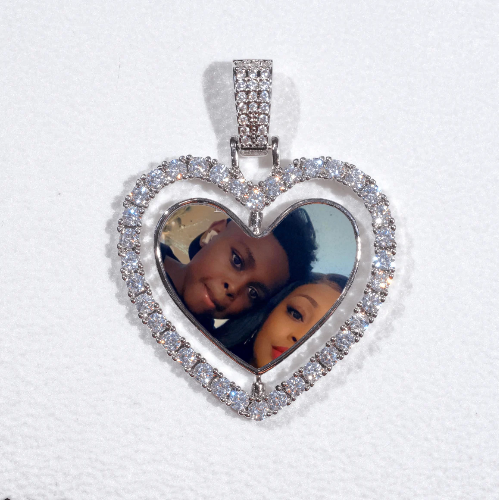 3D Spinning 2-Faced Heart Custom Picture Pendant