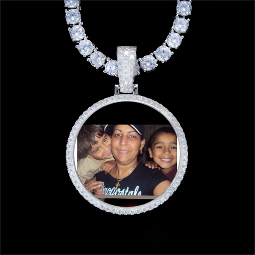 925S & VVS Moissanite 3D Circle Custom Picture Pendant