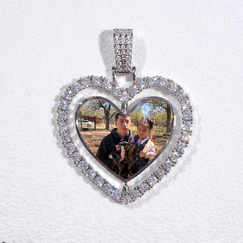 3D Spinning 2-Faced Heart Custom Picture Pendant