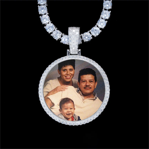 925S & VVS Moissanite 3D Circle Custom Picture Pendant