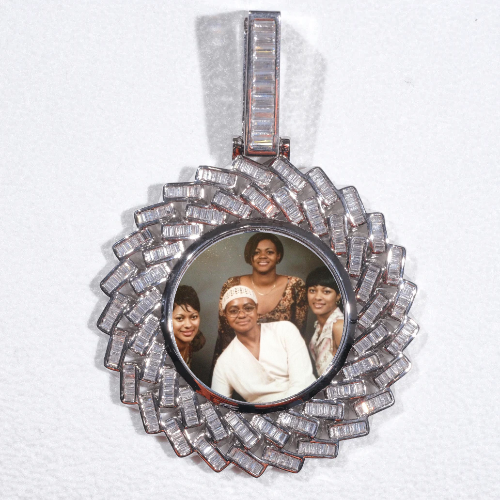 Large 3D Baguette Custom Picture Pendant