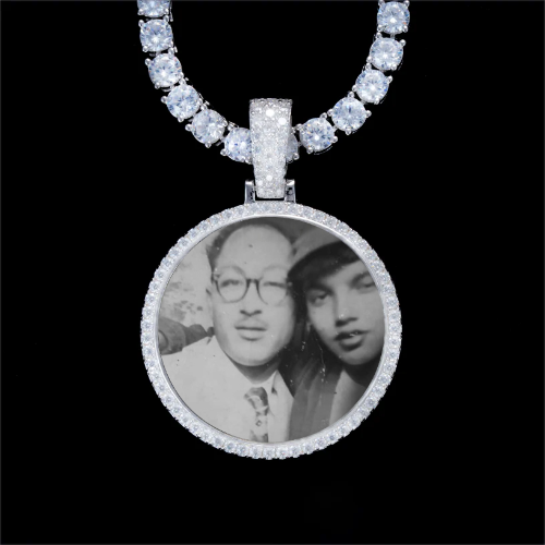 925S & VVS Moissanite 3D Circle Custom Picture Pendant