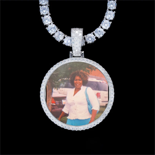 925S & VVS Moissanite 3D Circle Custom Picture Pendant