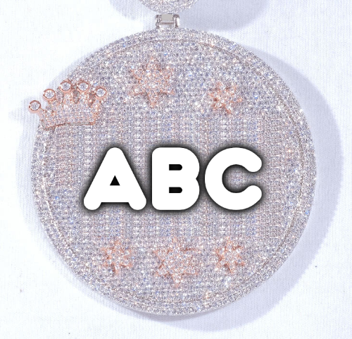 CUSTOM LETTER NECKLACE 3D BIG CROWN DISC