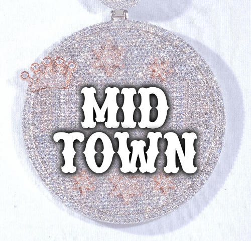 CUSTOM LETTER NECKLACE 3D BIG CROWN DISC