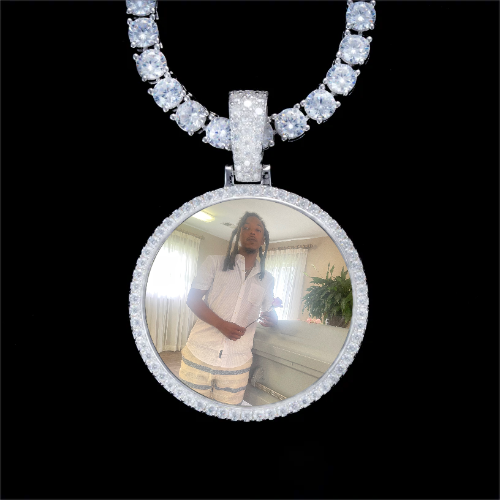 925S & VVS Moissanite 3D Circle Custom Picture Pendant