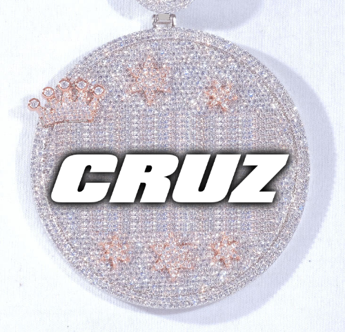 CUSTOM LETTER NECKLACE 3D BIG CROWN DISC
