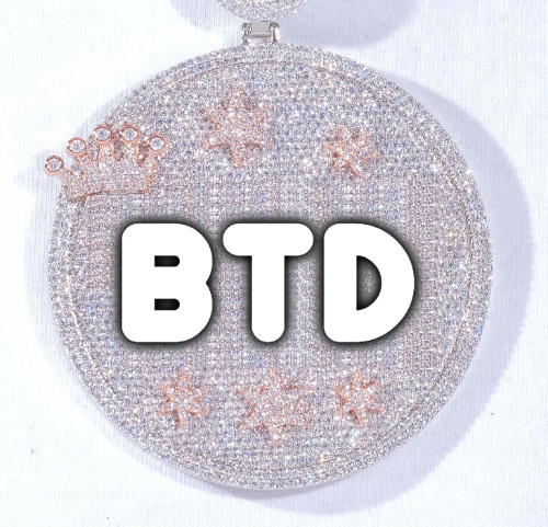 CUSTOM LETTER NECKLACE 3D BIG CROWN DISC