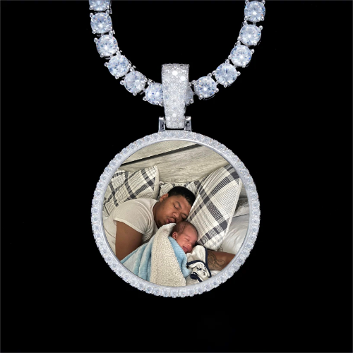 925S & VVS Moissanite 3D Circle Custom Picture Pendant