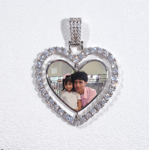 3D Spinning 2-Faced Heart Custom Picture Pendant