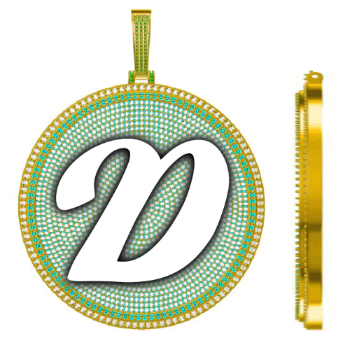 CUSTOM LETTER NECKLACE 3D BIG DISC