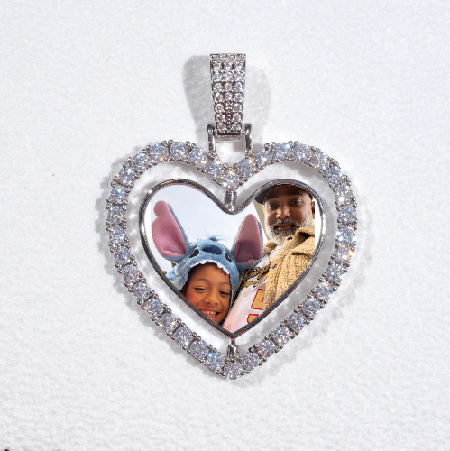 3D Spinning 2-Faced Heart Custom Picture Pendant