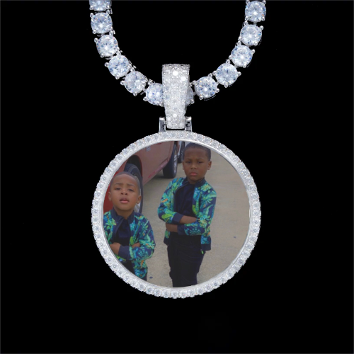 925S & VVS Moissanite 3D Circle Custom Picture Pendant