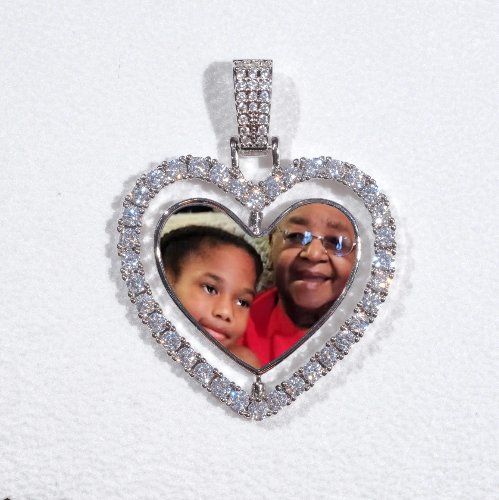 3D Spinning 2-Faced Heart Custom Picture Pendant