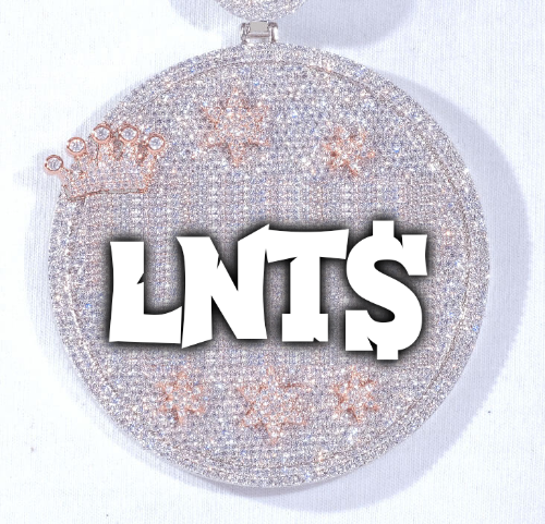 CUSTOM LETTER NECKLACE 3D BIG CROWN DISC