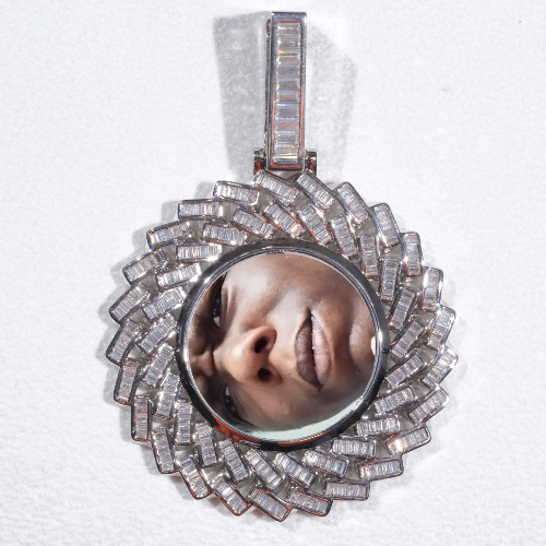 Large 3D Baguette Custom Picture Pendant