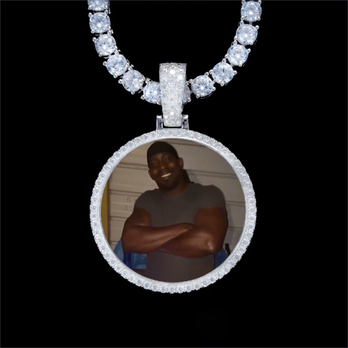 925S & VVS Moissanite 3D Circle Custom Picture Pendant