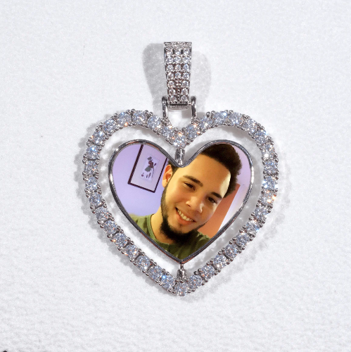 3D Spinning 2-Faced Heart Custom Picture Pendant
