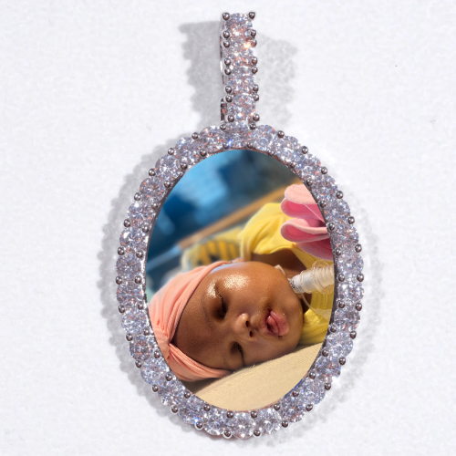 Large 3D Oval Custom Picture Pendant
