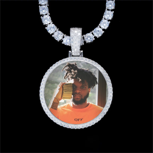 925S & VVS Moissanite 3D Circle Custom Picture Pendant
