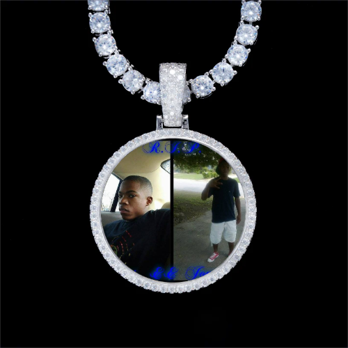925S & VVS Moissanite 3D Circle Custom Picture Pendant