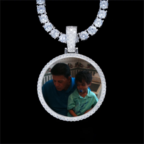 925S & VVS Moissanite 3D Circle Custom Picture Pendant