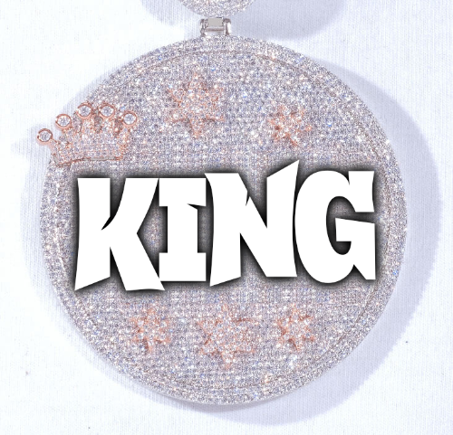 CUSTOM LETTER NECKLACE 3D BIG CROWN DISC