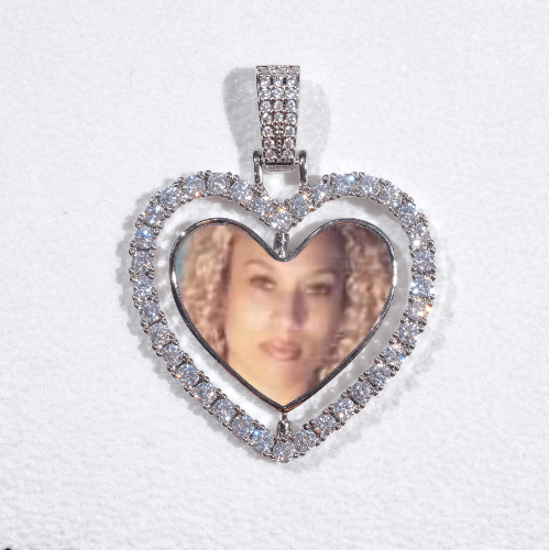 3D Spinning 2-Faced Heart Custom Picture Pendant